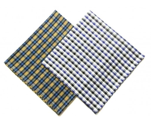 15" Set of 2 Poly Cotton - Large Handkerchief Hanky Napkin Pocket Square - Checks